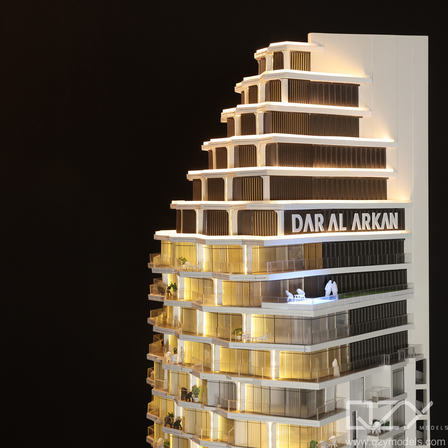 1:125 Interactive Architectural Model | Dubai W-Residences Luxury High-rise Tower Display Model with Synchronized Light & Music