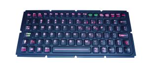 Illuminated IP65 ruggedized silicone rubber 83 keys keyboard for military computer