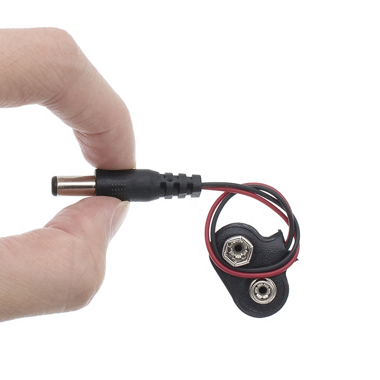 9V Battery Snap Clip Connector To DC Male 5.5x2.1mm Barrel Jack Power Cable for battery holders