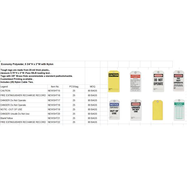 Height 7 In Width 4 In Lockout Plastic Safety Tag Yellow Cardstock Caution Tag