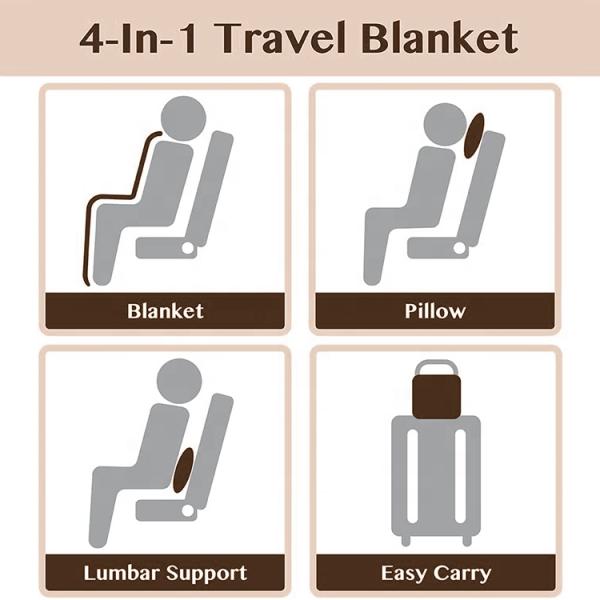 Custom Logo Embroidery Travel Blanket and Pillow Set for Comfortable Airplane Travel