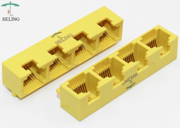 1 X 4 Ports Ee Rj45 Multiple Port Connectors / Right Angle Plug And Play RJ45