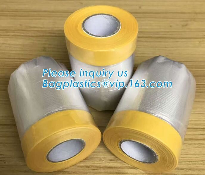 painting painters masking film with bule tape, painting folded pre-taped core masking film, spray plastic pre-tape pla
