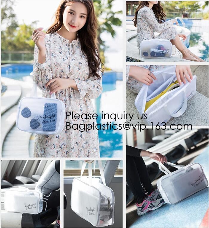 Custom Clear Pvc Lady Handbag Set Transparent Beach Tote Bag With Inner Pouch,Shoulder Tote Holographic PVC Beach Bag