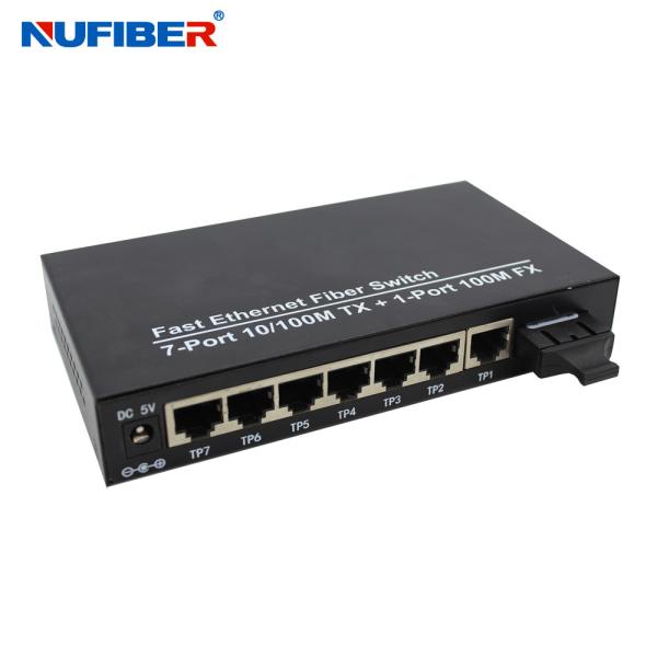 Quality 7 RJ45 Port Fiber Ethernet Switch Single Mode 20KM Distance Fiber Ethernet Switch for sale