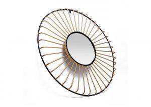 China Simplify Black And Gold Round Mirrored Metal Wall Art For Outdoor Indoor Decor wholesale
