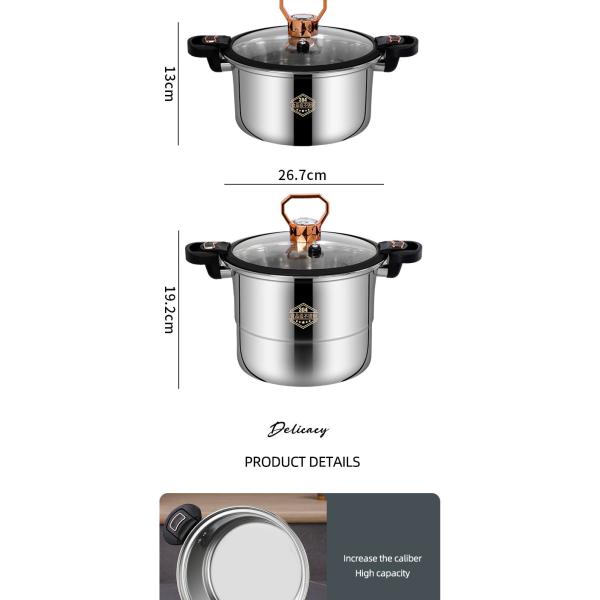 Custom Logo 5L Double Layer Pressure Cooker Stainless Steel With Handle