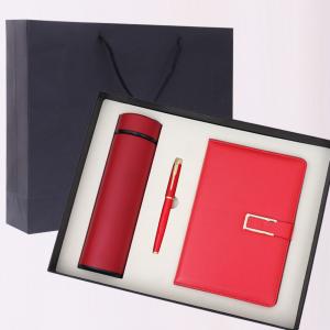 Customized Business Gift Set Stainless Steel Vacuum Cup Pen Magnetic PU Leather Notebook