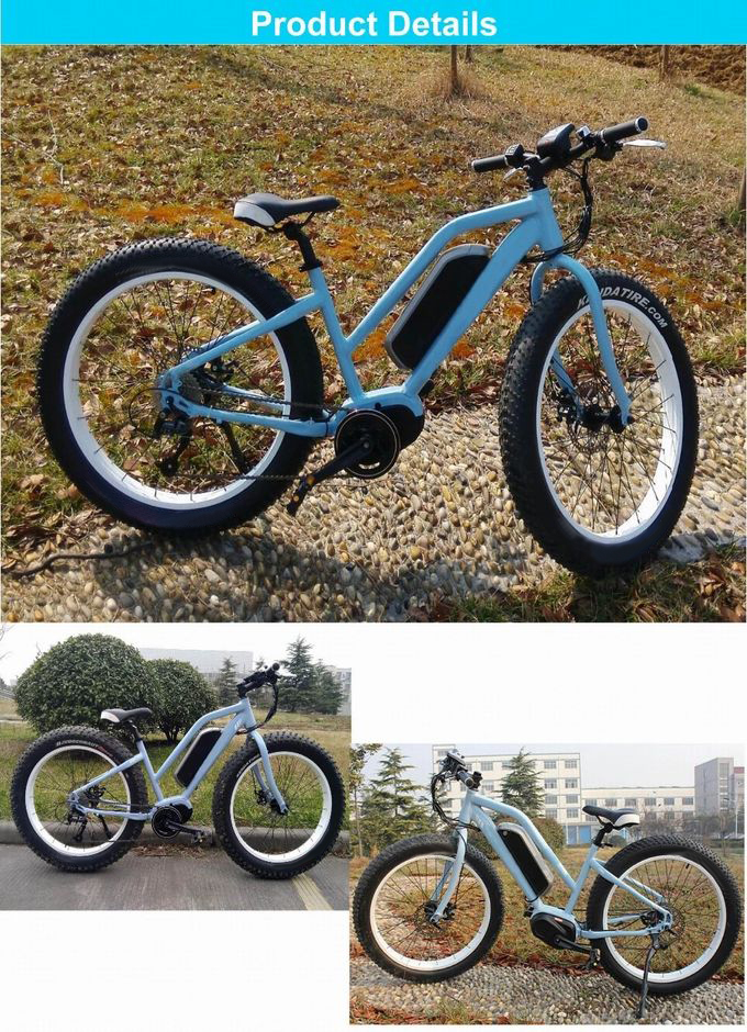 1:1 PAS Electric Fat Tire Mountain Bike Light Blue Color 48V 15A Controller
