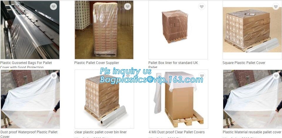 Customized Square Bottom or Side Guesst Plastic Protective Pallet Covers, 4 Mil Dust proof Clear Pallet Covers, BAGPLAST