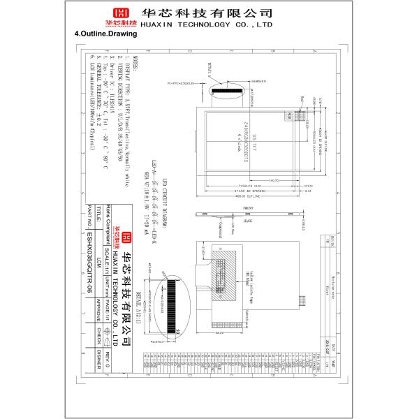 Sunlight Readable 3.5 Inch LCD Display TFT, 240x320 50 Pins 18 Bits RGB+SPI Interface