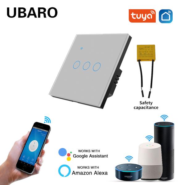 Quality Eu Standard 3gang Tuya App Intelligent Switch Remote/Voice/Timing Smart WIFI Switch Sharing Control 5-400W/gang for sale