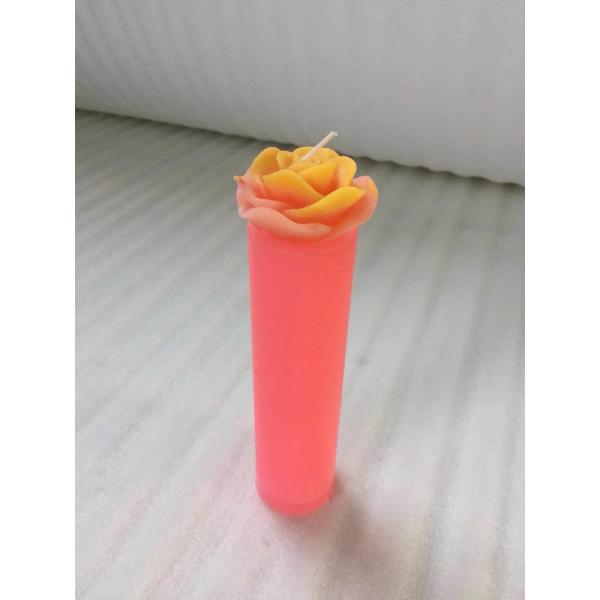 100% paraffin wax unscented craft candle that the round pillar with flower packed into gift box