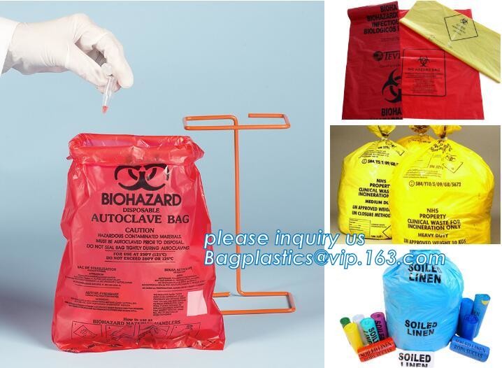 LDPE biohazard waste bin bags disposable medical autoclave bags, biohazard specimen bag plastic adhesive flat bag, bagea