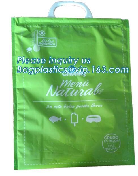 Custom Packing Aluminum Foil Zip-Lock Grocery Handle Thermal Insulation Cooler Bag For Outdoors,Promotional Insulated La