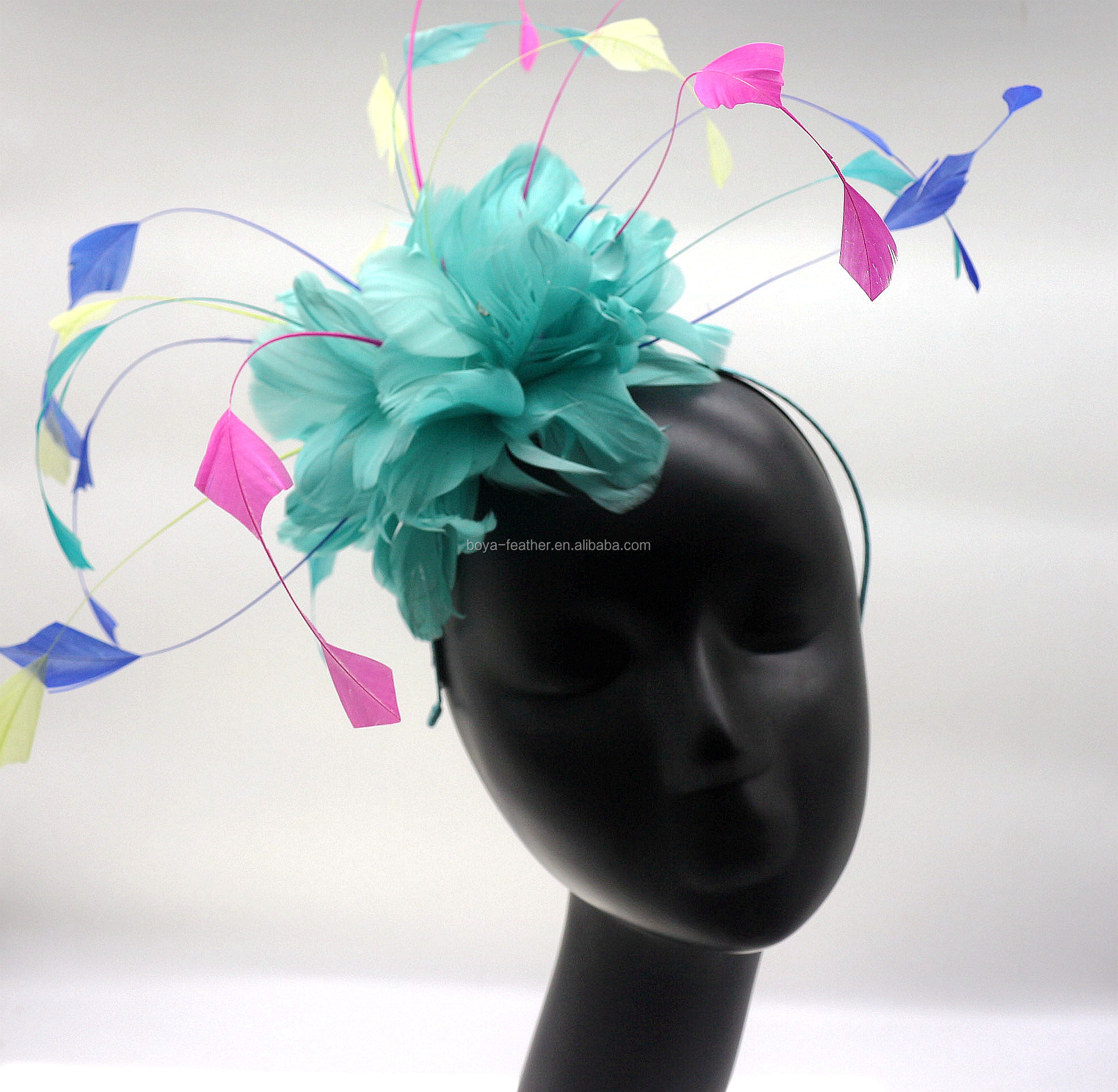 Event Party Supplies Coque and Goose Feather Flower Mount with Headband 15*30 cm
