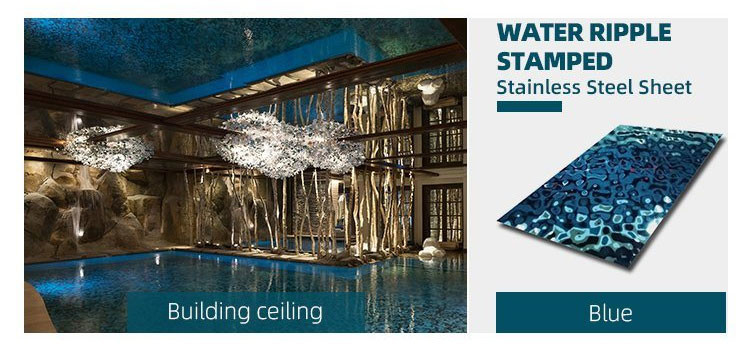 Water Ripple Stamped PVD Stainless Steel Sheet Metal Cladding Decoration Material Anti Scar Wall Sheet