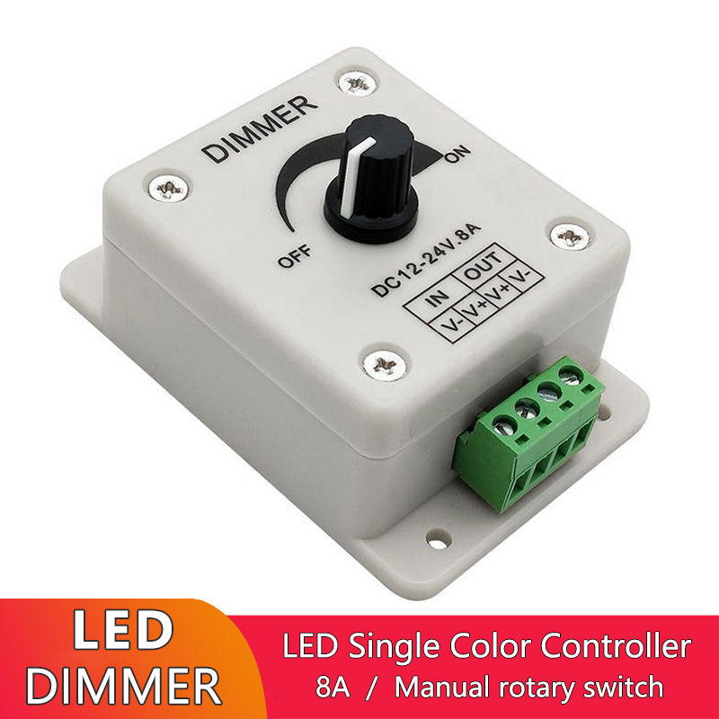 DC 12V 8A LED Controller Dimmer Switch Adjustable Brightness Single Color