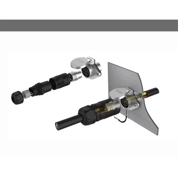 Waterproof and Dustproof Automatic Spring Cover Zinc Alloy Shell Connector Male Plug Self Locking Socket for Power Cable