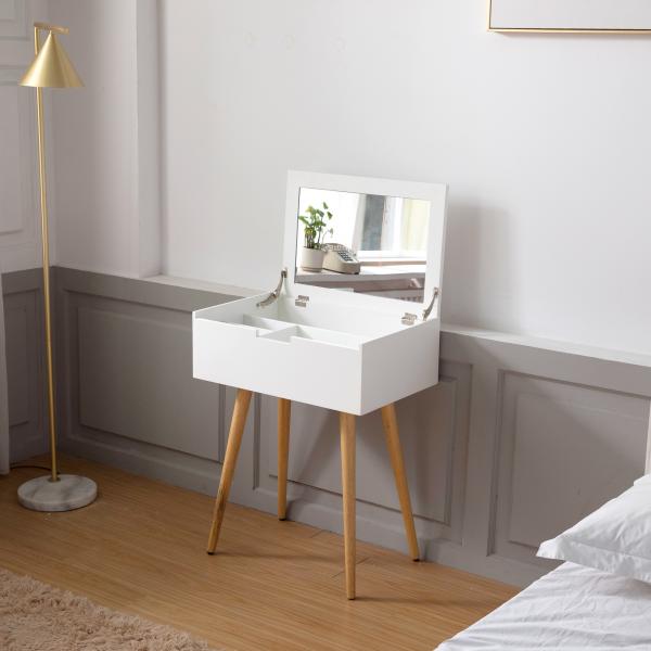 Quality Brown White Wooden Dressing Table With Mirror Large Capacity Luxury For Bedroom Home for sale