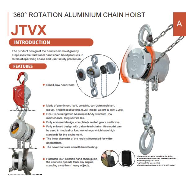 Aluminum Light Weight 1/4 Ton Mini Chain Hoist Block Light Duty For Construction