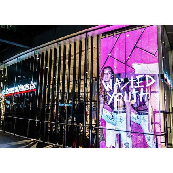 500*1000mm Aluminium Alloy Transparent Glass LED Display Full Color