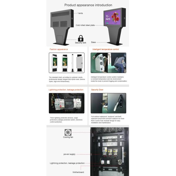 Outdoor Floor Stand Digital Menu Tv Enclosure Monitor 65inch 55inch 43inch Landscape Screen Kiosk