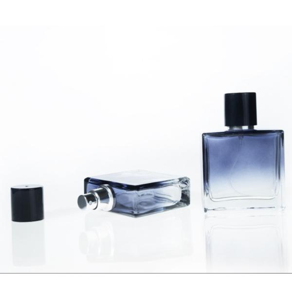 Refillable Blue Square Luxury Glass Perfume Bottle 50ml 30ml