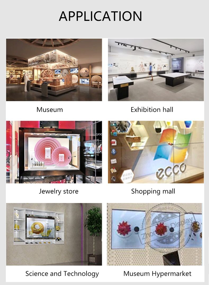 16 9 Display Ratio Wall Mount Transparent Lcd Showcase Capacitive PCAP Touch With CMS Software