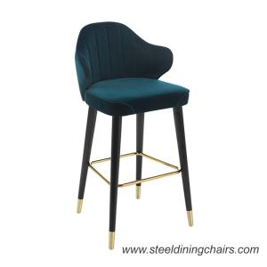 China The Nordic Style Bar Stool Leather Upholstered Bar Counter Chair Steel Black Frame With Gold Feet 0167 wholesale