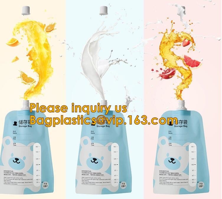 biodegradable eco-friendly FDA clear juice sealed drink pouches translucent reclosable hand held zipper plastic drinking