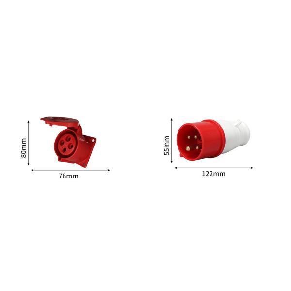 CEE Plugs And Sockets Industrial Male Female Socket 4 Pins 3P+N 380-415V 16Amp