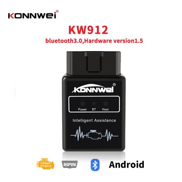 Quality KONNWEI KW912 Bluetooth For Android ELM327 Diagnostic Tester For All OBD2 12V Cars for sale