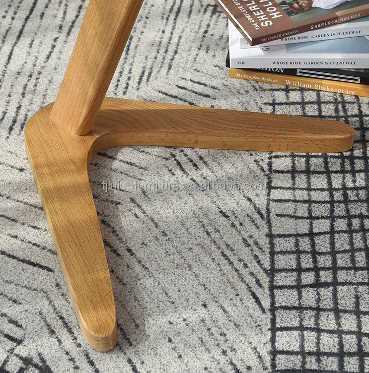 Living Room Furniture Modern Round End Coffee Table with Solid Wood Base