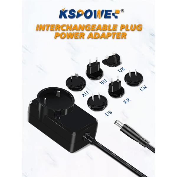 12V 1A Interchangeable Plug Adapter 25W 36W AC DC Power Adapter Overload Protections