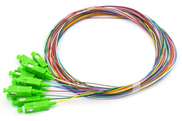 Quality SC APC 12 Fibres OS2 Fibre Optic Pigtail Single Mode Colour Coded for sale