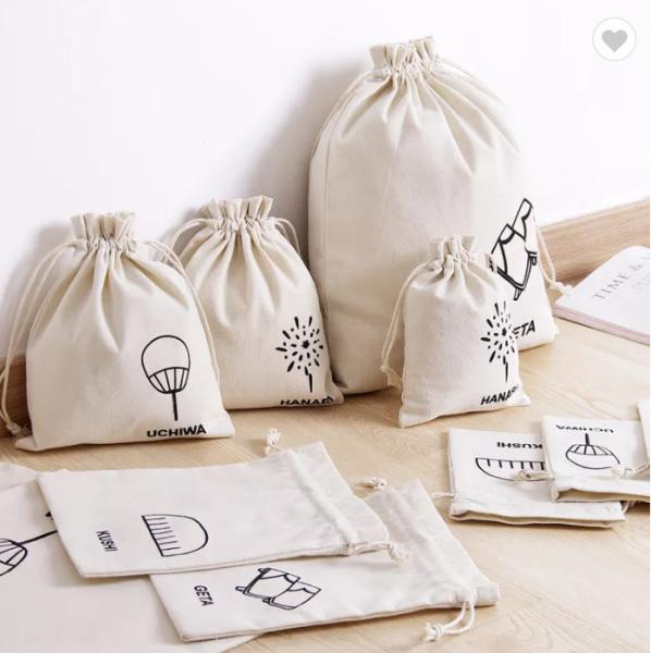 Quality Personalized Colorful Small Muslin Cotton Fabric Bag Drawstring Pouch for sale