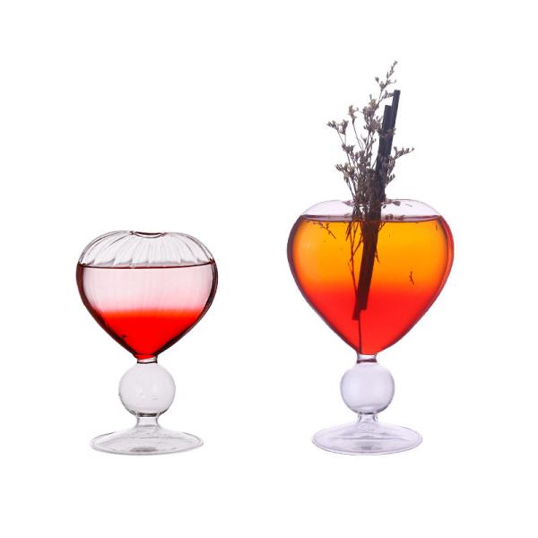 Quality Clear Heart Shaped 180ml 380ml Glass Goblets Bulk For Nightclub Bar for sale