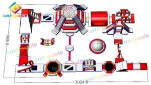 China 0.9mm PVC Tarpaulin Inflatable Aqua Park Water Game 30x20m Fire - Proof wholesale