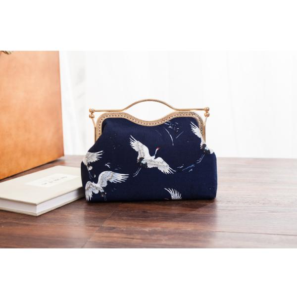 Coin Pouch Canvas Card Purse Clasp Closure Classic birds Pattern Keys Wallet Gift Round