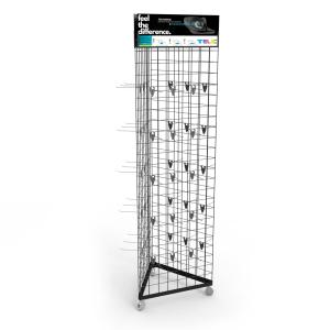 China Triangle Mobile Display Stand Gridwall Display Rack With Wheels on sale