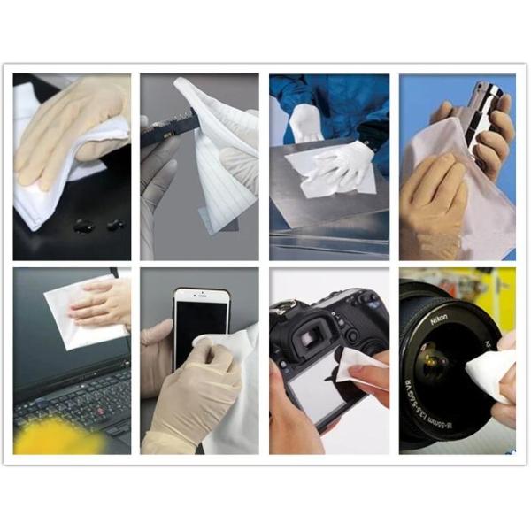 Dust Free Clean Room Wipes / Disposable Microfiber With Wipes Laser Sealed Cut Edge