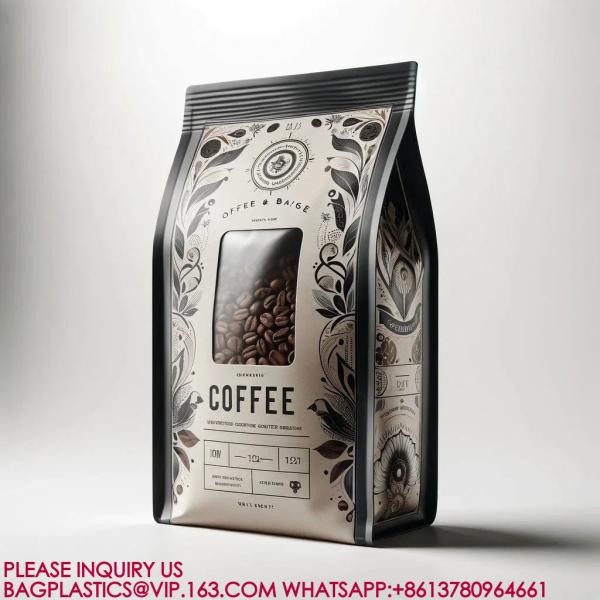 Flat Bottom Pouches, Square Bottom Pouch, Custom Printed Coffee Beans Packaging Bags Plas