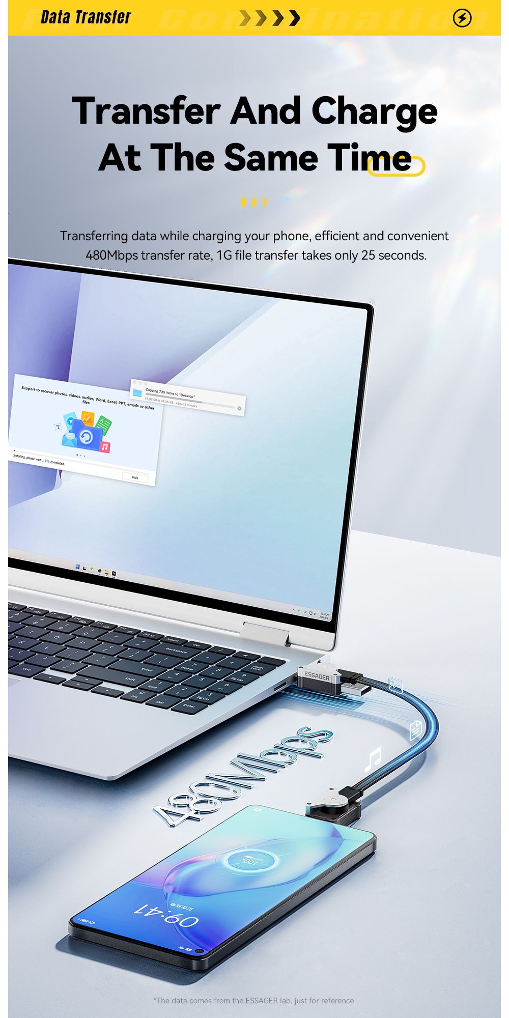 ESSAGER ES-X63 Series 4 in 1 QC PD USB A/C to USB C/L Charging Data Cable