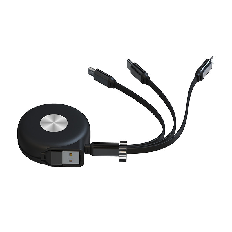 Black Red Blue 1m 3A Fast Charging USB Cables Multi 3 in 1 lightning