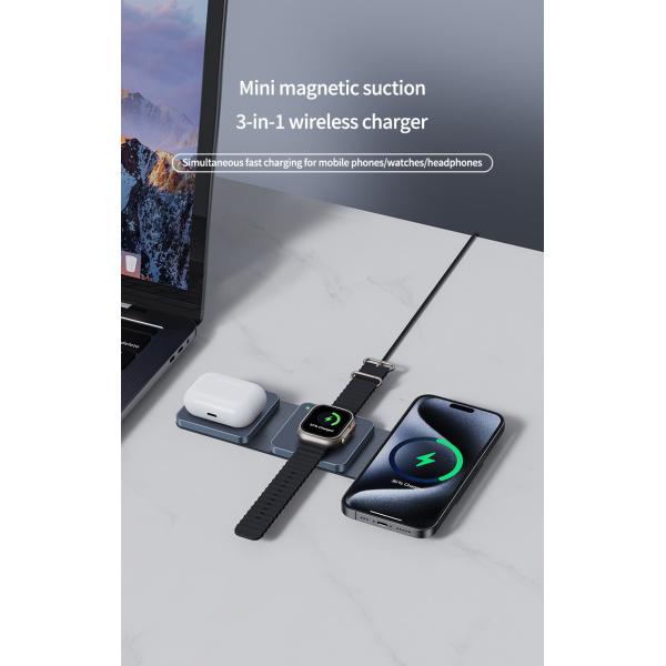 Magnetic Foldable 3-in-1 Travel Wireless Charger For Apple Devices