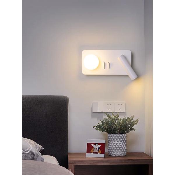 White Reading acrylic ball Wall Lamp 3W +5W Interior Bedroom Bedside Desk Wall Sconce Light Fixture For Indoor Hotel