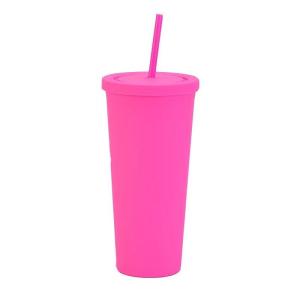 China 22 Ounces Colorful Iced Coffee Travel Mug With Straw Personalized Plastic Tumblers For Parties Birthdays Leak Proof Splash Proof And Easy To Clean wholesale