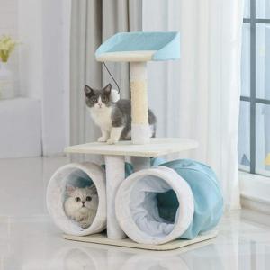 China Plush Cat Climbing Tree Frame Jumping Platform With Tunnel Toy Luxury Scratcher Tree Bed wholesale