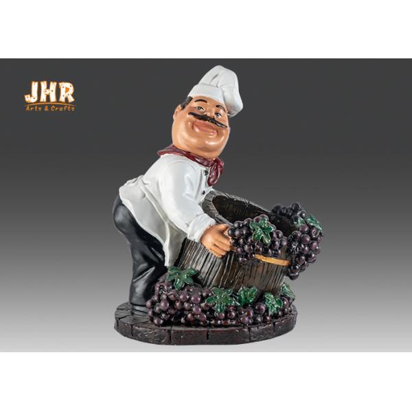 Chef Table Decor Polyresin Statue Figurine Resin Chef Wine Holder Small Chef Sculpture